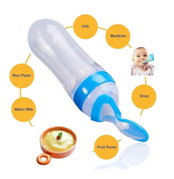 Silicone Baby Feeding Bottle with Spoon – Soft Squeeze, Mess-Free Baby Food Dispenser Silicone Baby Feeding Bottle with Spoon – Soft Squeeze, Mess-Free Baby Food Dispenser