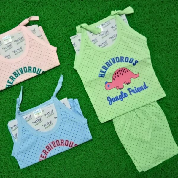 Baby Cotton Sleeveless Tank Top & Shorts Set – Soft, Breathable & Cute Dinosaur Print