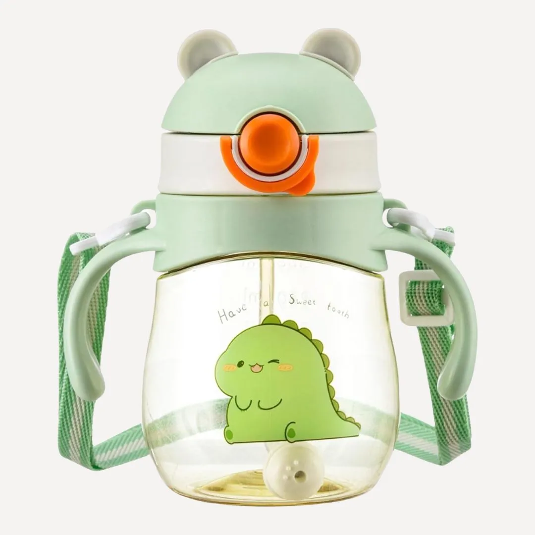 Cute Dinosaur Baby Sipper Bottle with Silicone Straw – Spill-Proof, BPA-Free, Easy Grip, 300ml